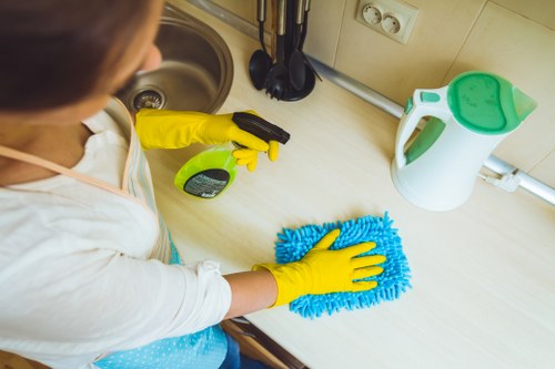 Service team reviewing a carpet cleaning issue