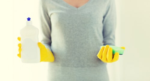 Safety-focused carpet cleaning operation in progress