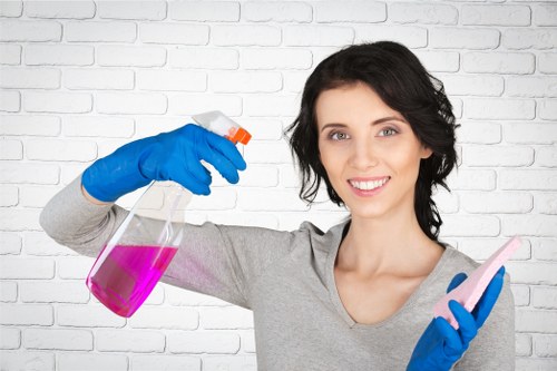 Office cleaning team working in a central London business property